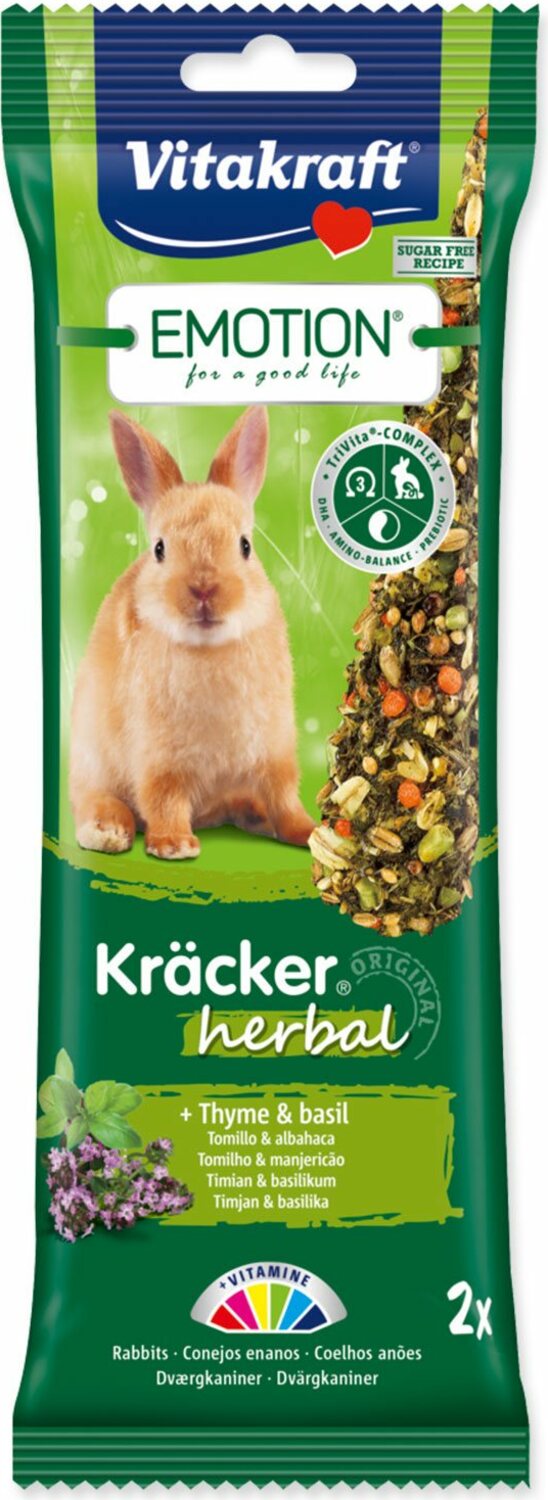Tyčinky Vitakraft Emotion Kracker králík, s bylinkami 2ks