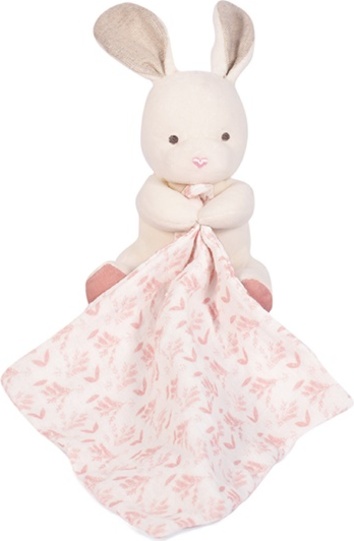 Doudou Plyšový zajíček s růžovou dečkou z BIO bavlny 15 cm