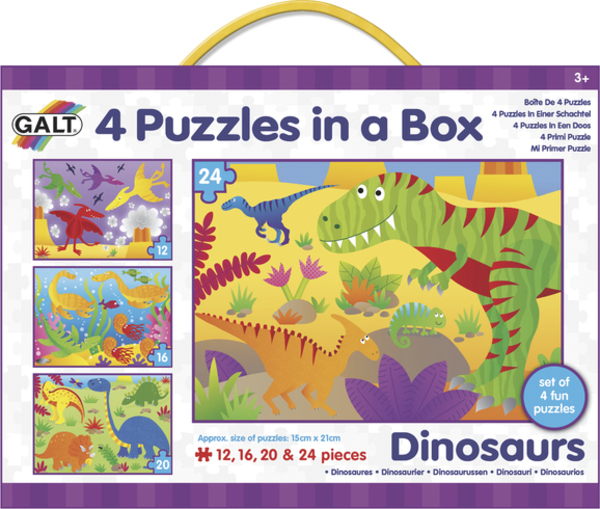 4 Puzzle v krabici - Dinosauři