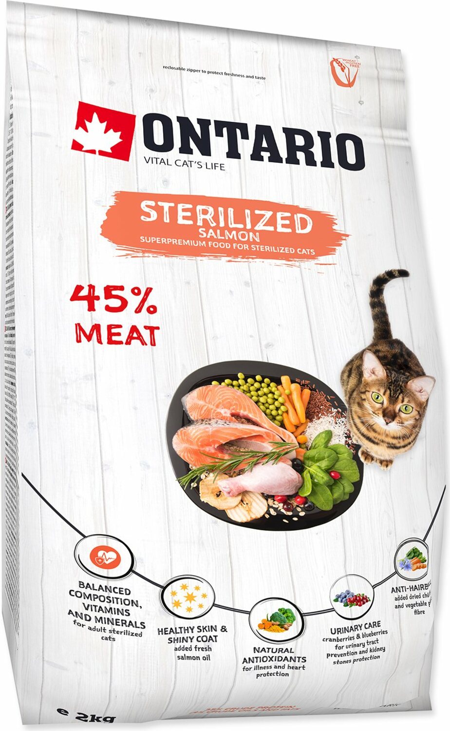 Krmivo Ontario Cat Sterilised Salmon 2kg