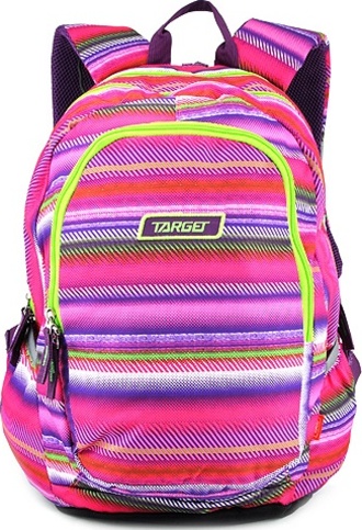 Studentský batoh Target, Barevné pruhy, růžovo-zelený