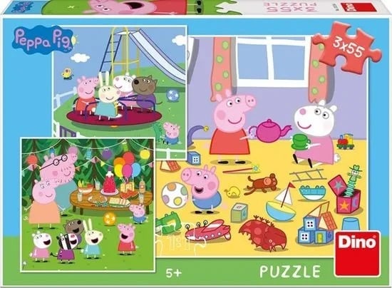 Dino PEPPA PIG na prázdniny 3x55 Puzzle NOVÉ