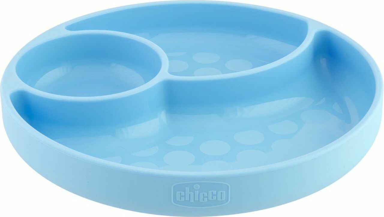 CHICCO Silikonový talíř modrozelená 12 m +