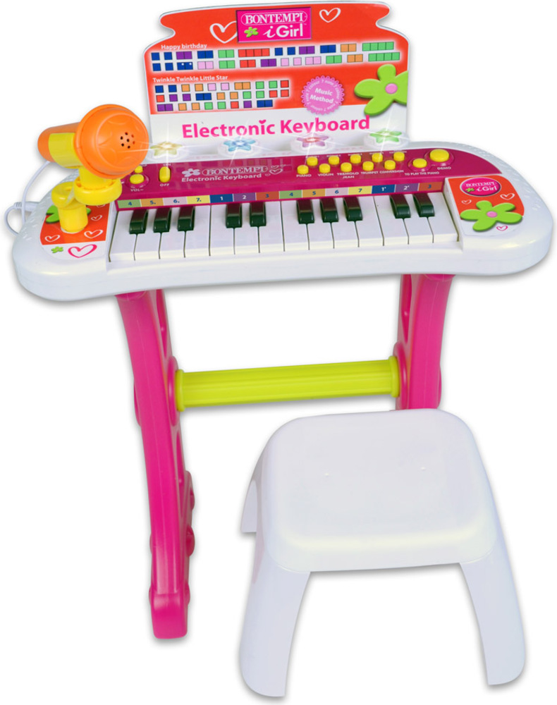 Bontempi elektronisches Klavier mit Mikrofon 53 cm rosa 