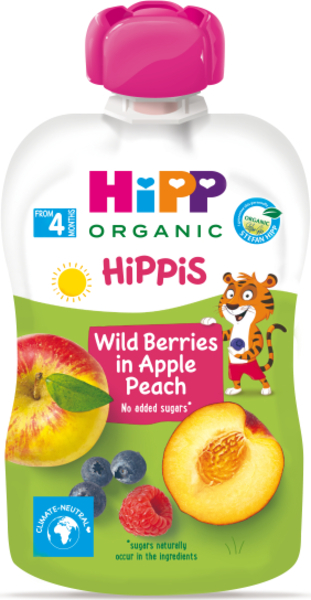 HiPP Příkrm ovocný BIO 100% ovoce jablko, broskev, lesní ovoce 100g