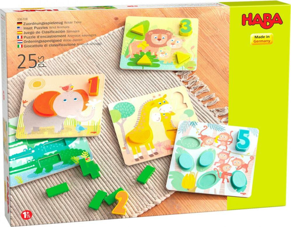 Haba Dřevěná hračka pro učení barev a čísel Divoké zvířátka