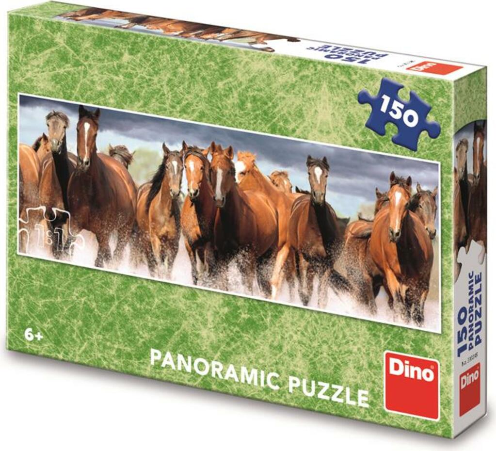 Dino Kone vo vode 150 panoramic Puzzle