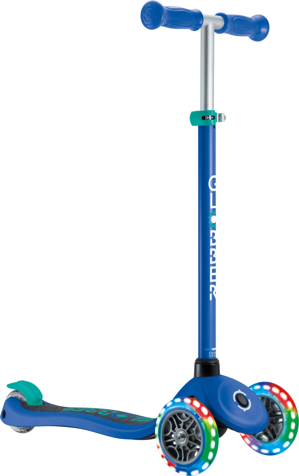 Globber dětská tříkolová koloběžka - Primo Lights V2 - Svítící Kolečka - Navy Blue