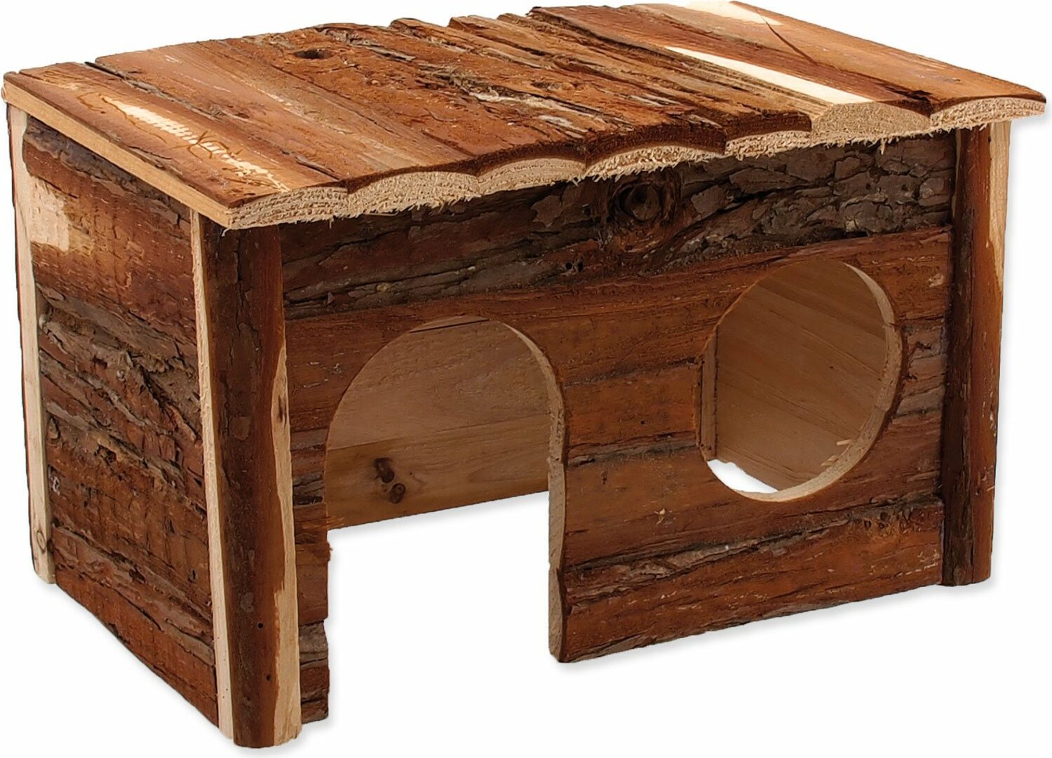 Domeček Small Animals dřevěný s kůrou 28x18x16cm