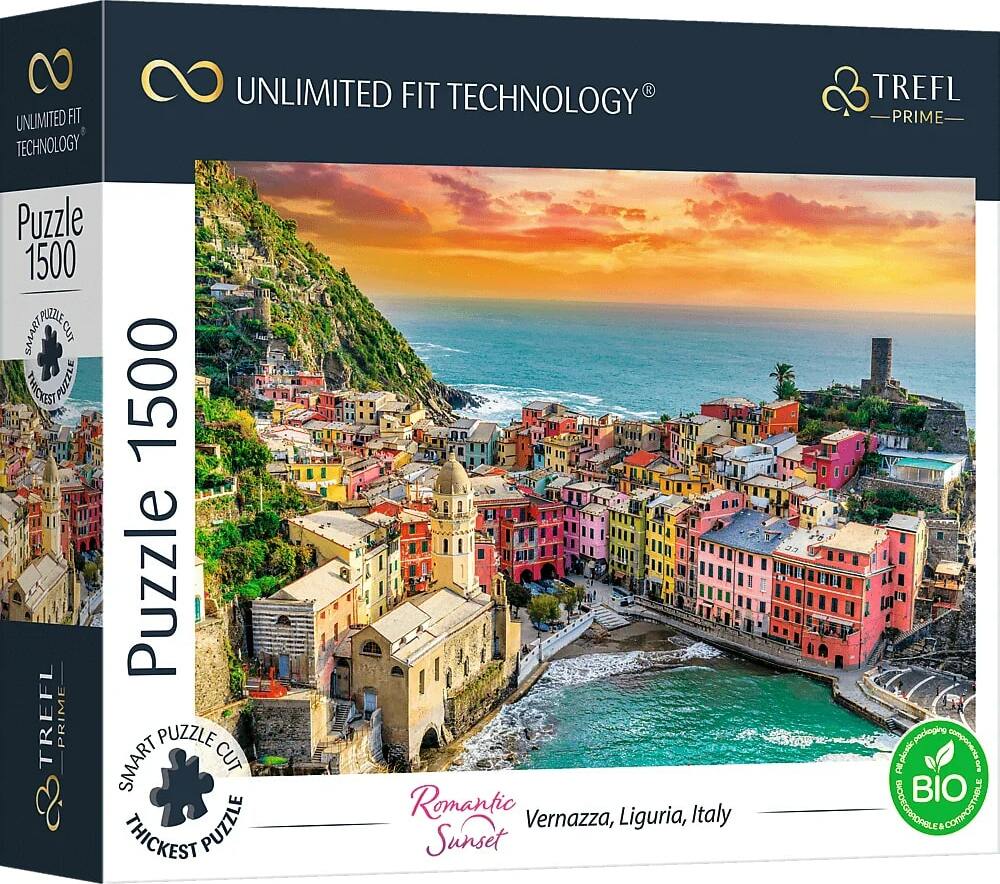 Trefl Prime puzzle 1500 UFT - Romantický západ slunce: Vernazza, Ligurie, Itálie