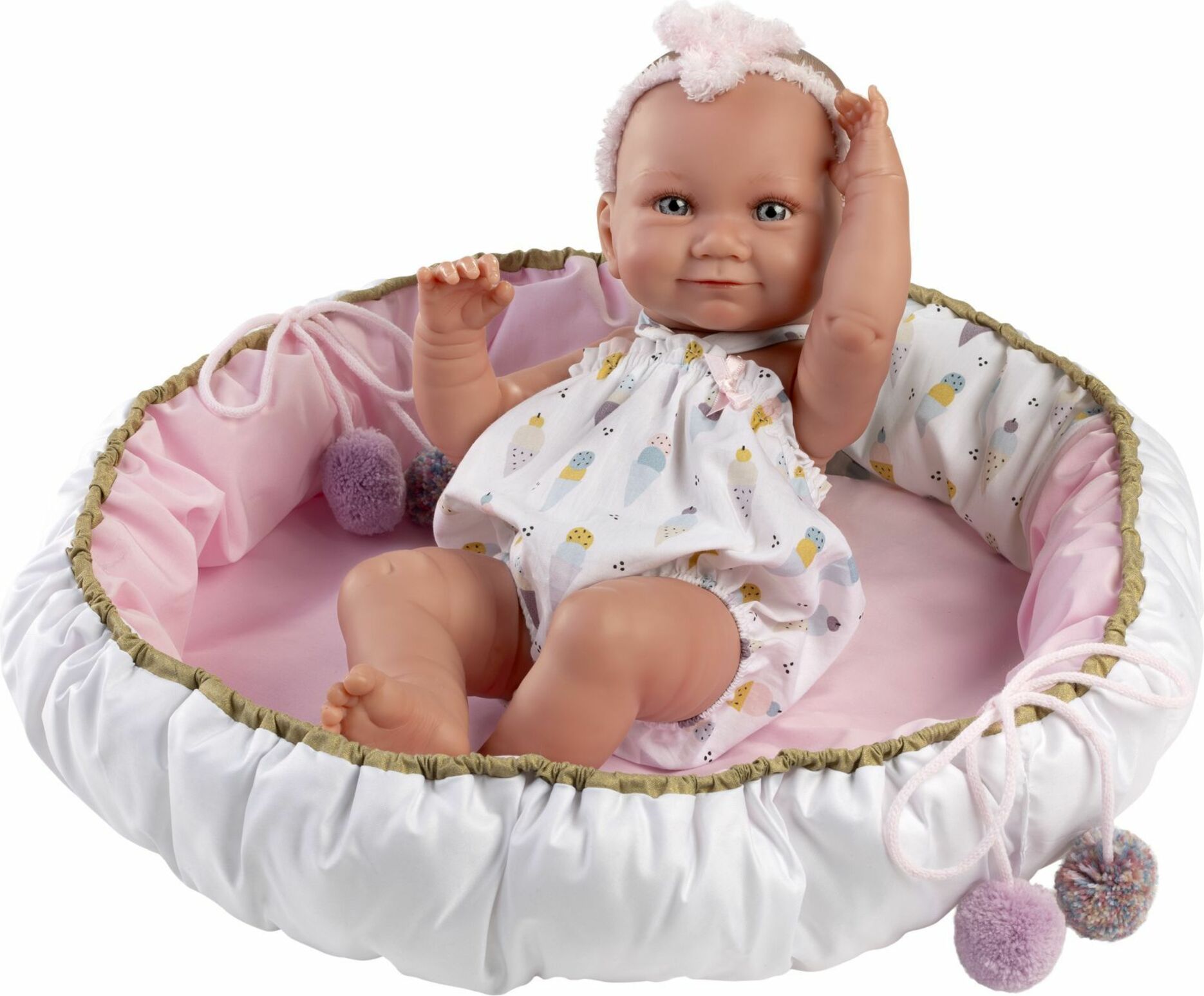 Llorens 73806 NEW BORN holčička - realistická panenka miminko s celovinylovým tělem -40 cm