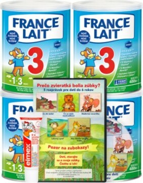 France Lait 3 mléčná výživa na podporu růstu pro malé děti od 1 roku 4x400g + Elmex