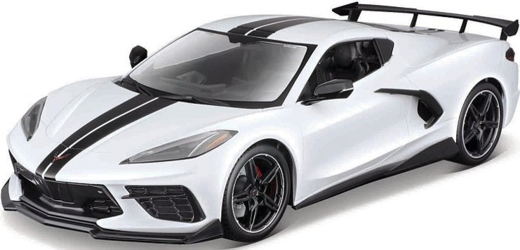 Maisto - 2020 Chevrolet Corvette Stingray Coupe (High Wing), bílý, 1:18