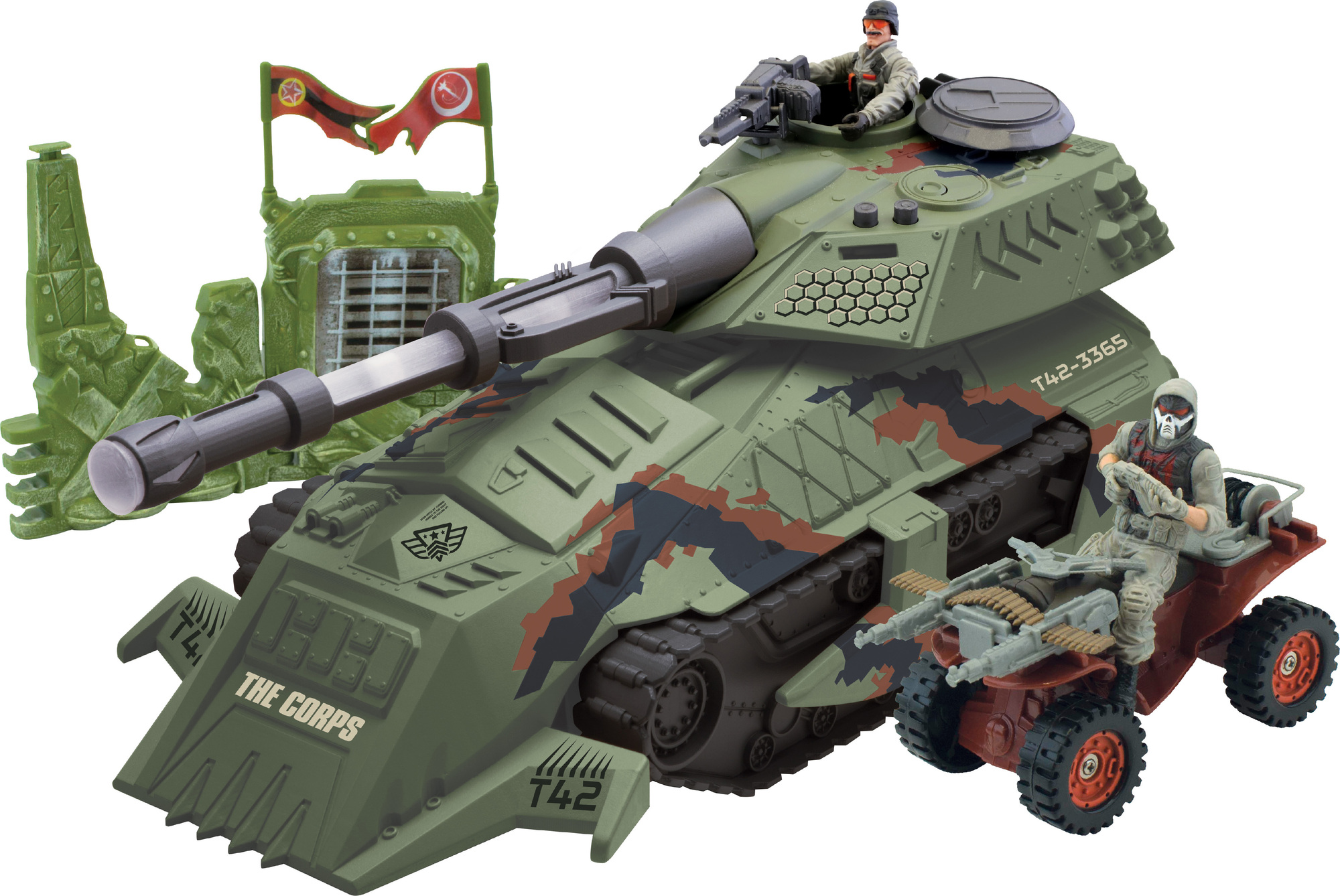 Tank s vojáky 2 ks, světelnými a zvukovými efekty 39 cm