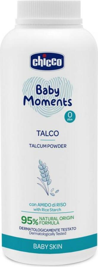 CHICCO Pudr dětský Baby Moments s rýžovým škrobem 95% přírodních složek 150 g