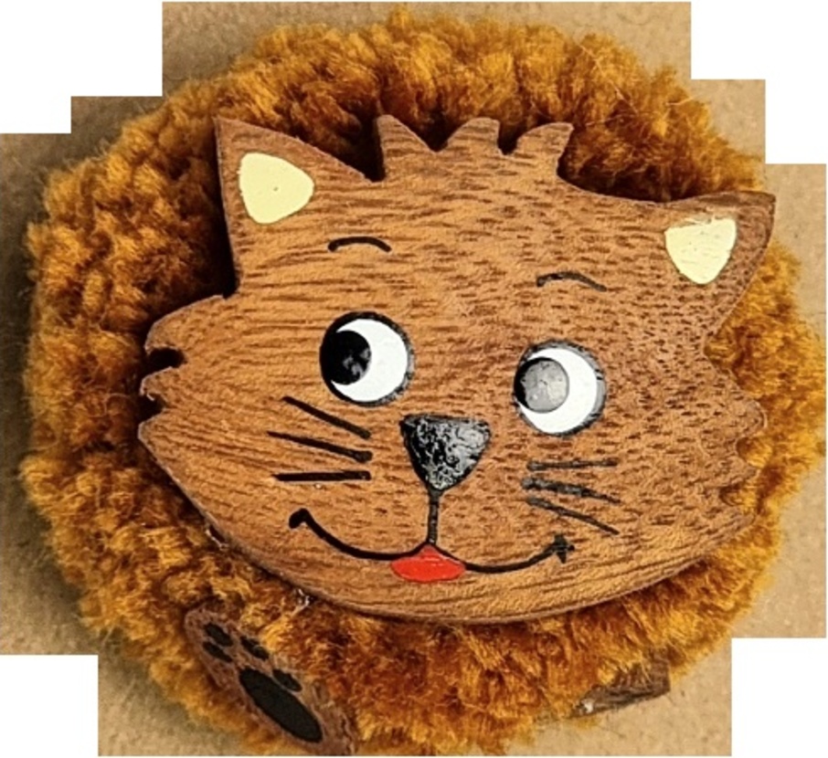2Kids Toys Dřevěná magnetka velká pompon Kočka