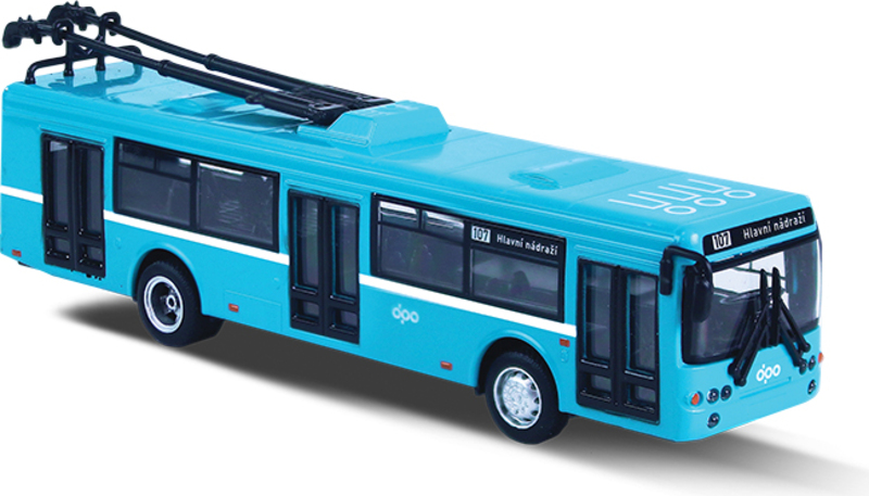 Kovový trolejbus DPO Ostrava modrý, 16 cm