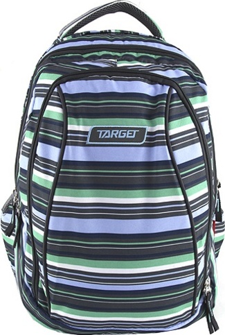 Školní batoh 2v1 Target, Pruhovaný, černo-modro-zelený