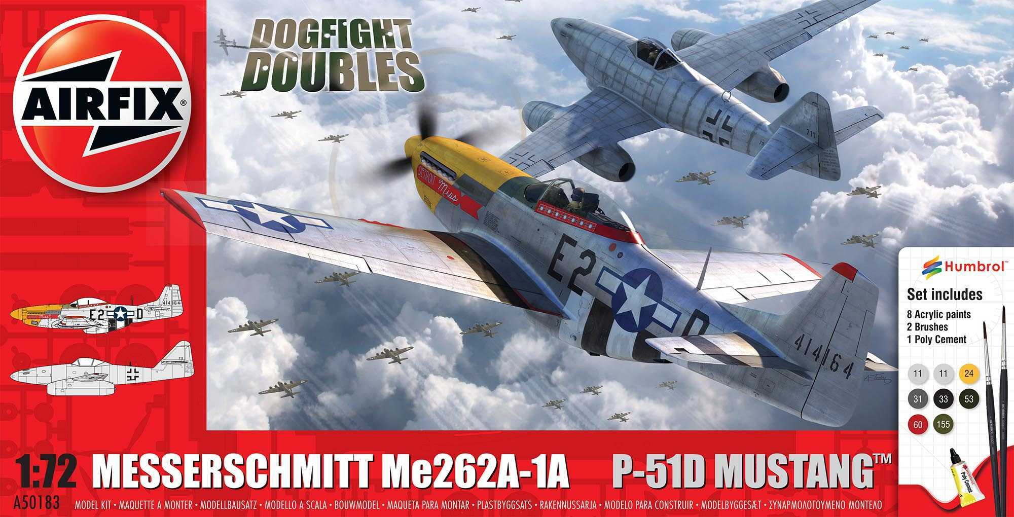 Gift Set letadla A50183 - Messerschmitt Me262 & P-51D Mustang Dogfight Double (1:72)