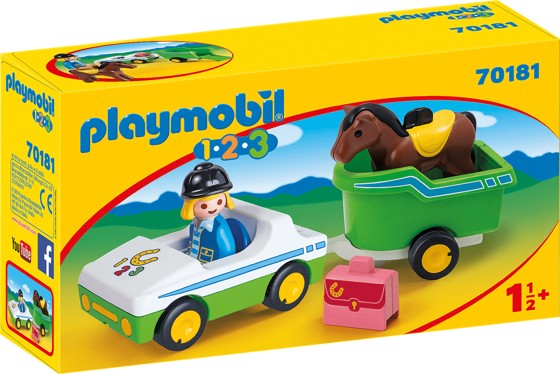 PLAYMOBIL 1.2.3 70181 Auto s přepravníkem na koně