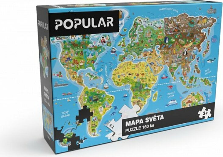 Puzzle - Mapa světa, 160 ks – CZ