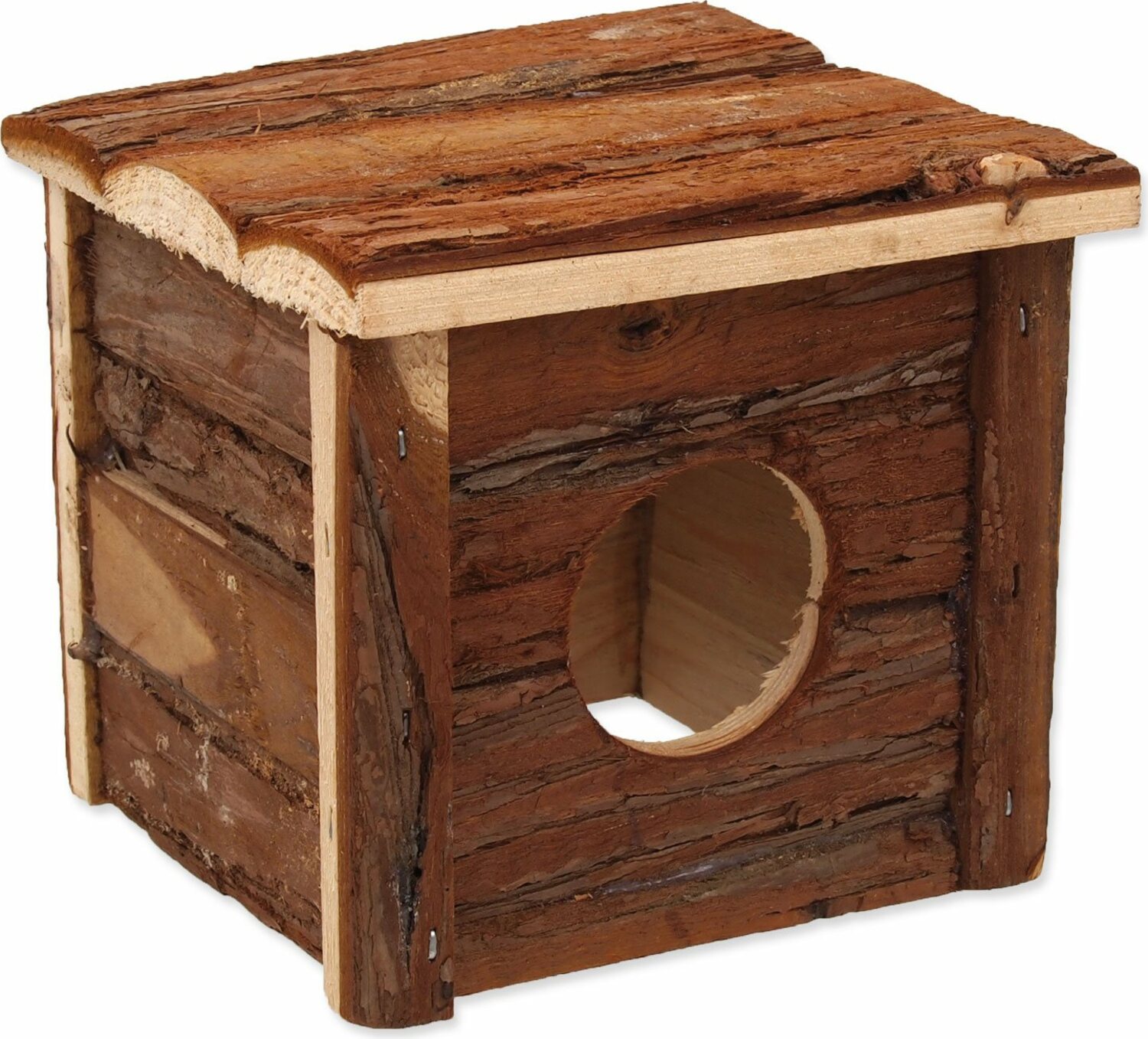 Domeček Small Animals dřevěný s kůrou 15,5x15,5x14cm