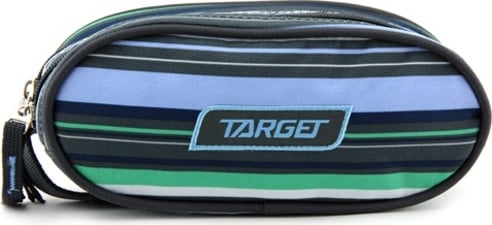 Školní penál Target, Jednoduchý, zeleno-modro-šedé pruhy