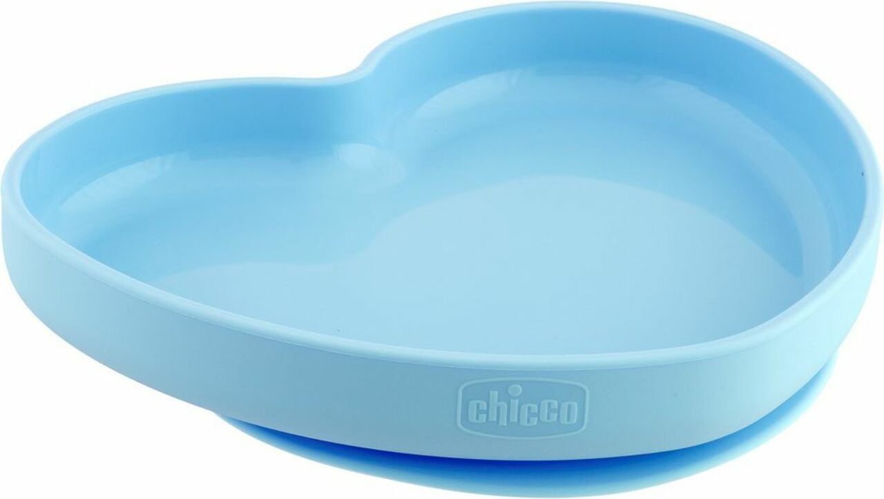 CHICCO Silikonový talíř srdíčko modrozelená 9 m +