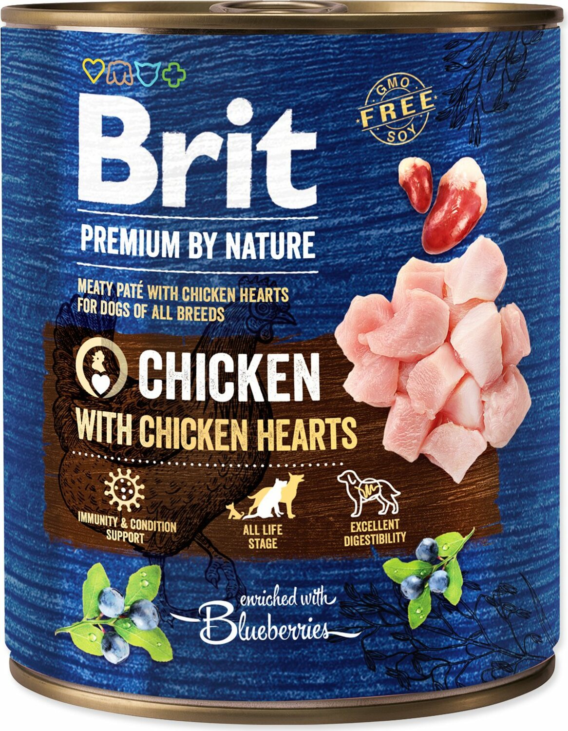 Konzerva Brit Premium by Nature kuře a srdce 800g