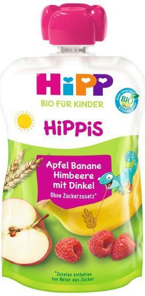 HiPP Kapsička BIOies jablko-banán-maliny-celozrnné obiloviny 12m+ 100g