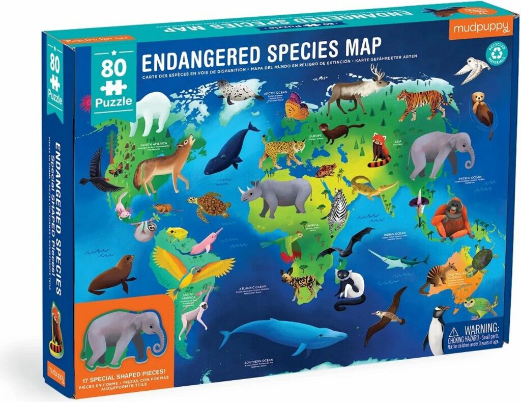 Mudpuppy Puzzle Ohrožené druhy zvířat po celém světě 80 kusů