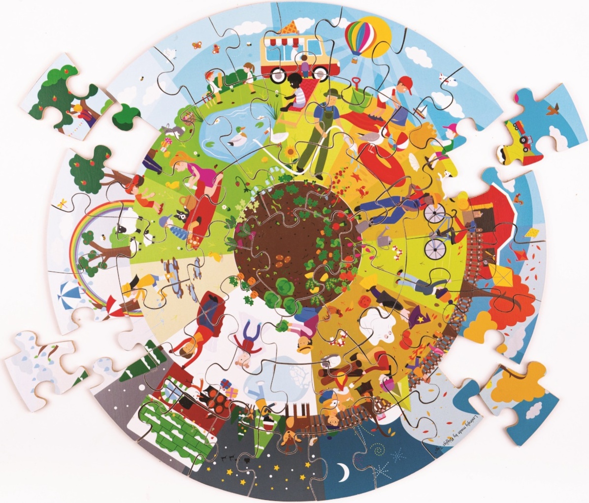 Bigjigs Toys Kulaté podlahové puzzle Čtyři roční období 50 dílků