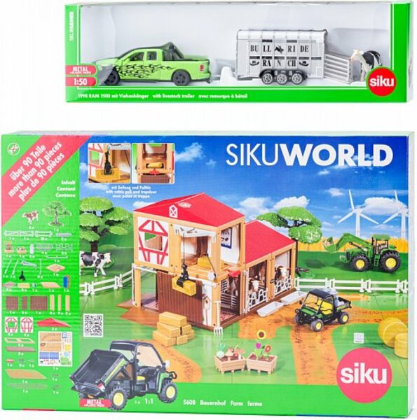 SIKU World - farma s autem pro přepravu dobytka