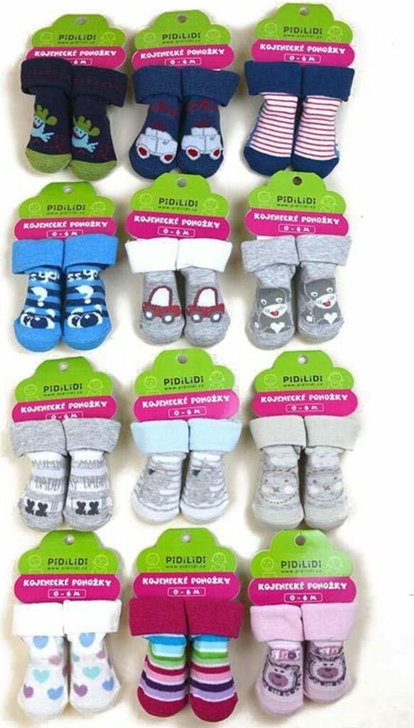 Ponožky kojenecké na kartě (0 až 6m), Pidilidi, PD113, mix - 0-6m