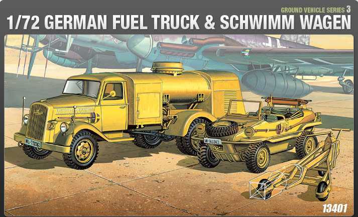 Model Kit military 13401 - GERMAN FUELTANK & SHIWIMM (1:72)