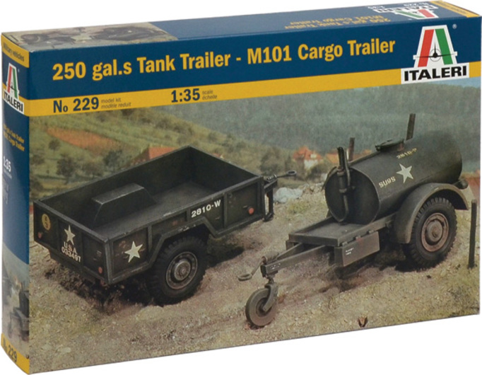 Model Kit military 0229 - 250 GAL.S TANK TRAILER - M101 CARGO TRAILER (1:35)