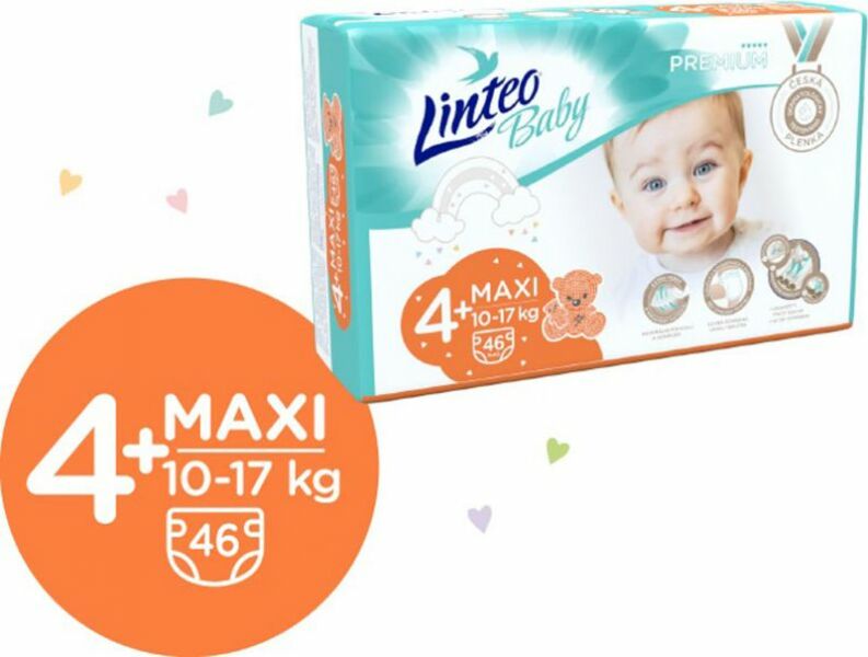 LINTEO BABY Pleny Baby Prémium MAXI+ (10-17 kg) 184 ks