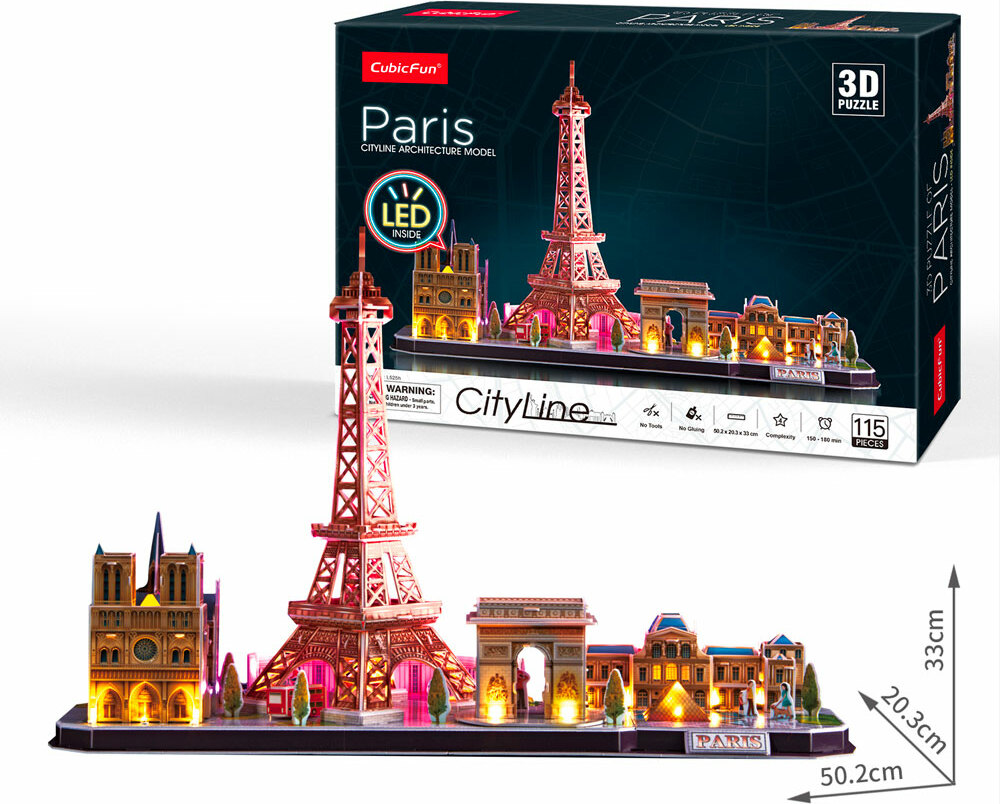 Puzzle 3D Paříž / led- 115 dílků