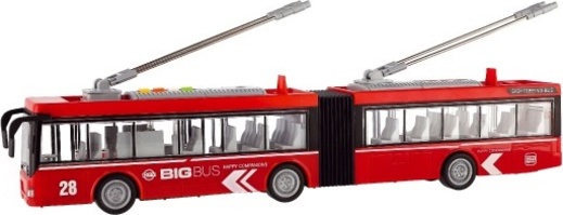 Trolejbus/Autobus plast 45cm na setrvačník na bat. se světlem se zvukem
