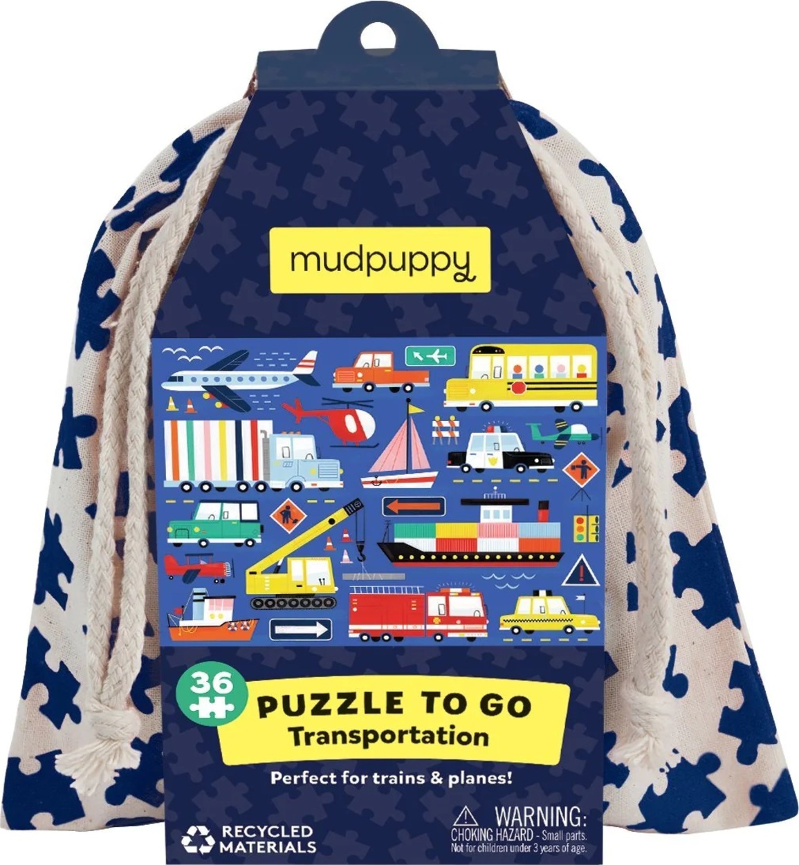 Mudpuppy Puzzle Dopravní prostředky v látkové tašce 36 dílů