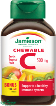 Jamieson Vitamin C 500mg tablety na cucání s příchutí tropického ovoce 120 tablet