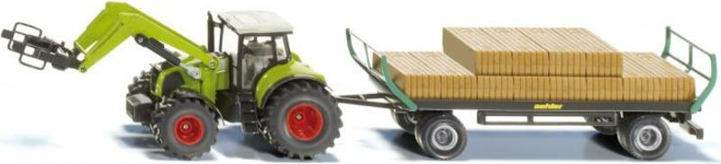 Siku Farmer - Traktor s balíkovací nástavcem a vlekem 1:50