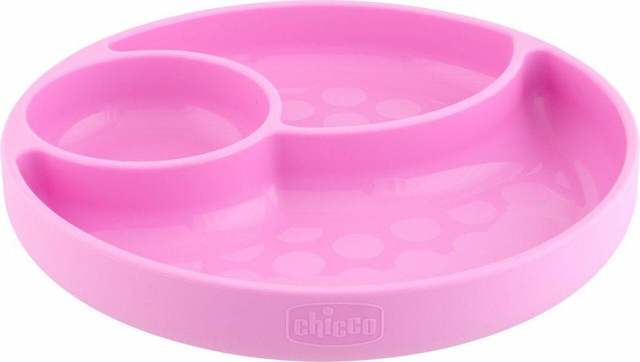 CHICCO Silikonový talíř růžová 12 m +