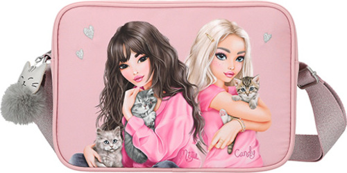 Taška přes rameno s přívěskem Top Model, Růžová, Miju + Candy a koťata