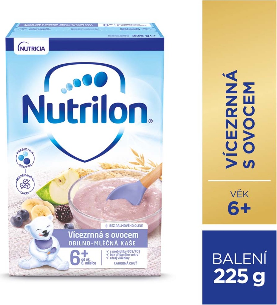 NUTRILON Pronutra Vícezrnná mléčná kaše s ovocem od uk. 6. měsíce 225 g