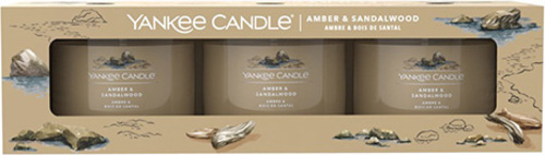 Yankee Candle, Ambra a santalové dřevo, Sada votivních svíček 3 x 37 g