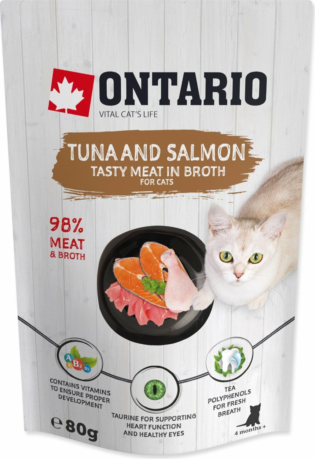 Kapsička Ontario tuňák a losos ve vývaru 80g