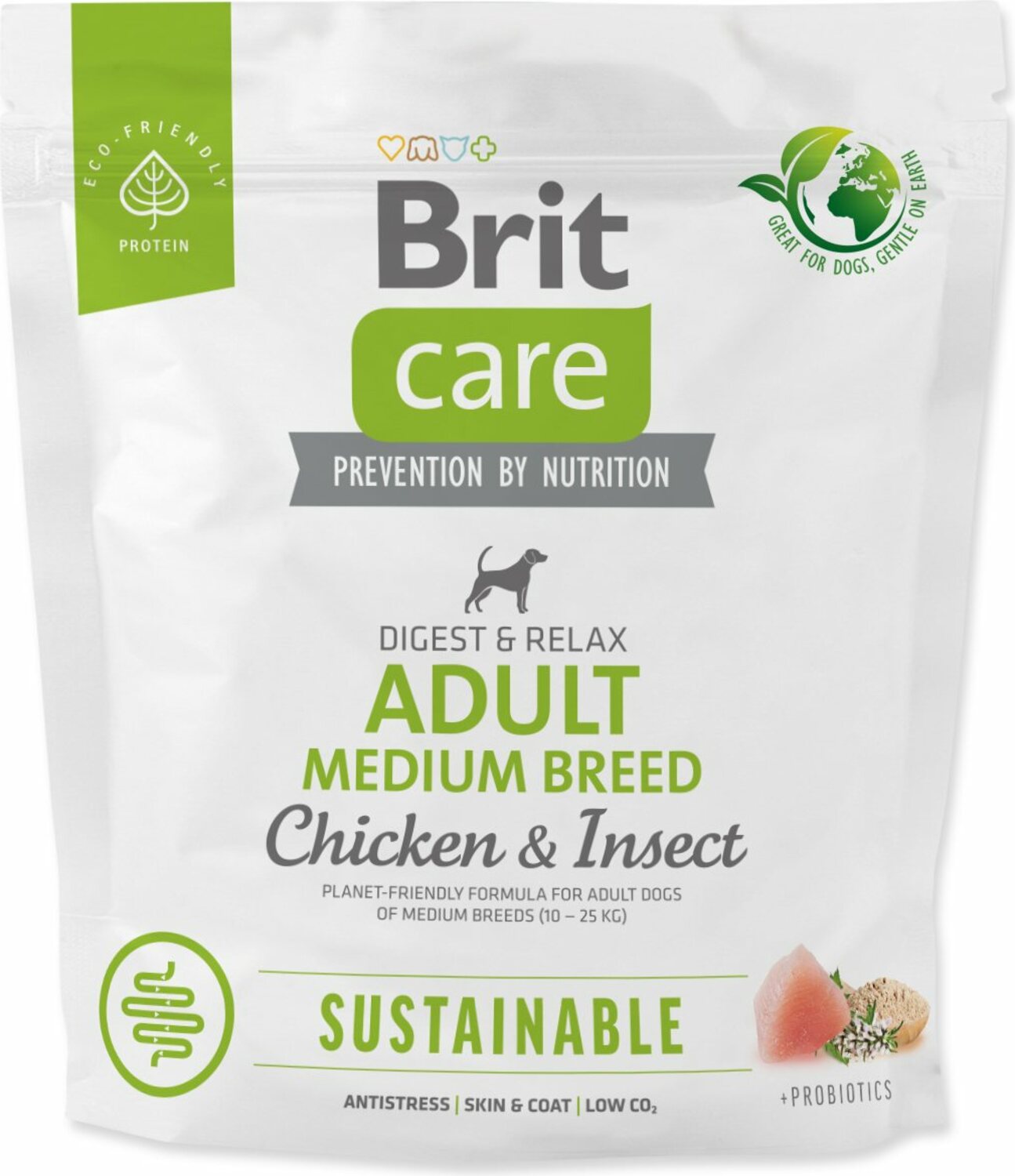 Krmivo Brit Care Dog Sustainable Adult Medium Breed Chicken & Insoct 1kg