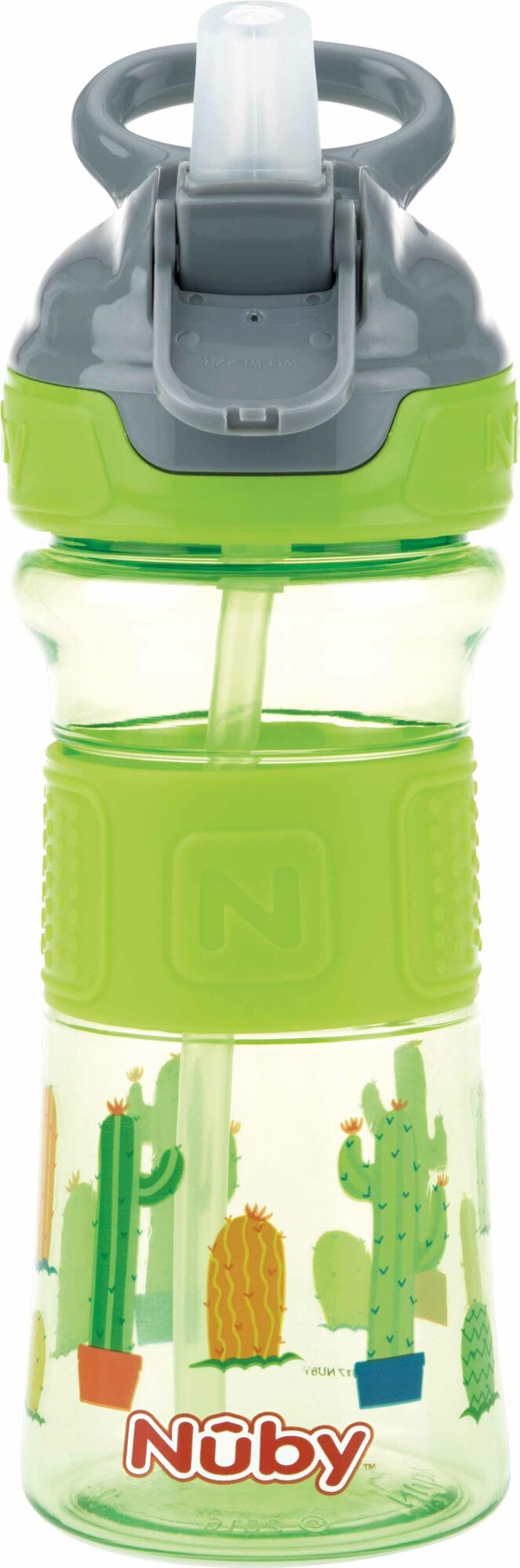 NUBY Láhev sportovní s měkkým sklopným brčkem 360 ml, zelená, 3+
