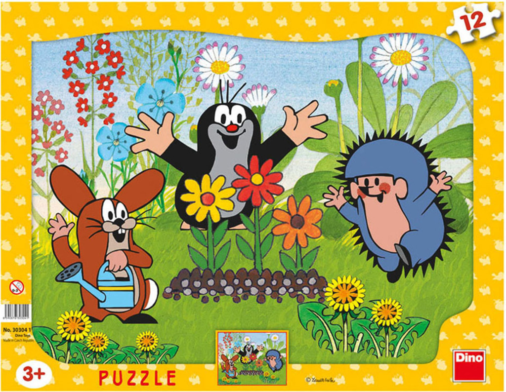 Dino Krtek zahradník 12 deskové tvary Puzzle
